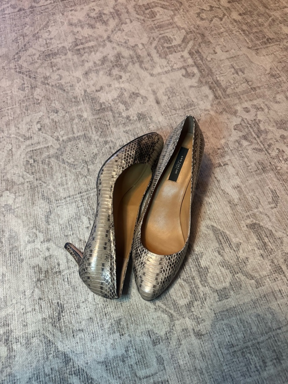 Ann Taylor Metallic Snake-Print Pointed Pumps size 8